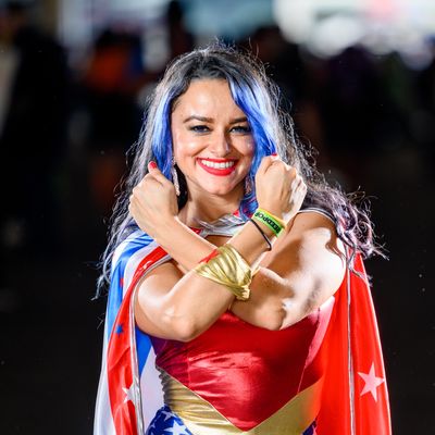 Au Comic con à New York, le personnage de Wonder Woman en octobre 2021