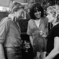 Serge Gainsbourg, Julien Clerc et Christophe durant une interview pour la radio RTL, le 21 juin 1978, à Paris, France.