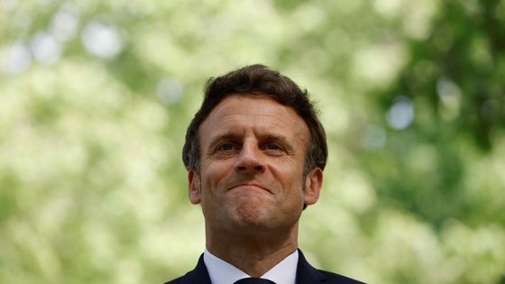 Emmanuel Macron le 10 mai 2022 à la cérémonie pour la Journée nationale des mémoires de l'esclavage ©Maxppp - CHRISTIAN HARTMANN / POOL