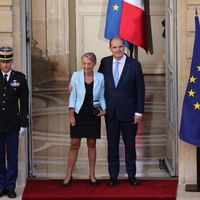 Passation de pouvoirs entre Jean Castex et Elisabeth Borne à Matignon le 16 mai 2022.