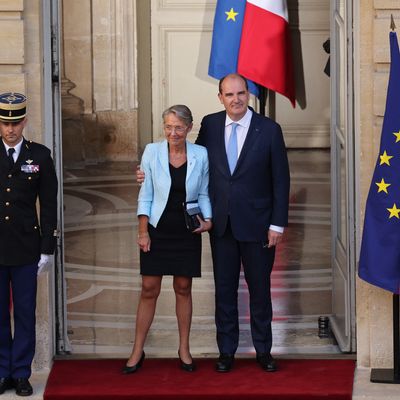 Passation de pouvoirs entre Jean Castex et Elisabeth Borne à Matignon le 16 mai 2022.
