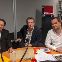 France Musique, studio 361 ... Jean-Noël Jeanneney, Benoît Duteurtre & Arnaud Bousquet (g. à d.)