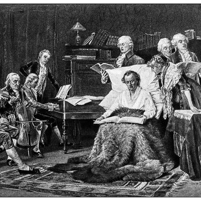 Illustration de Mozart chantant