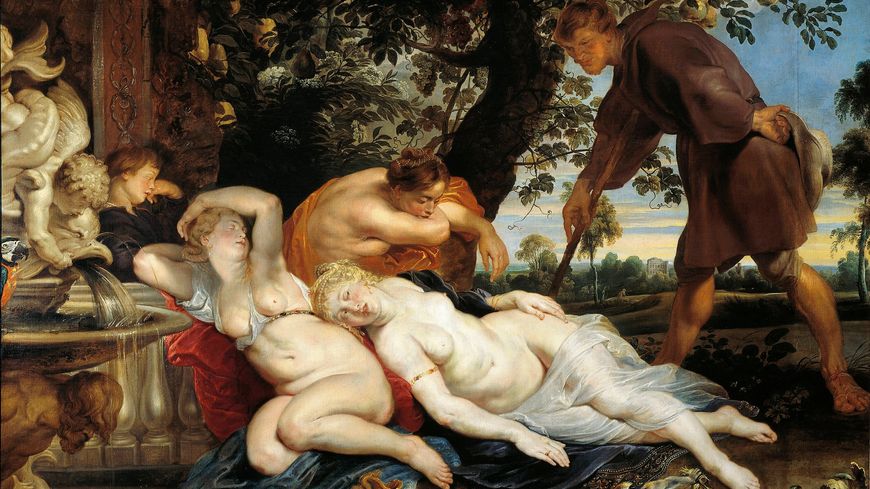 Paysage avec Cymon et Iphigénie. Peinture de Pierre Paul Rubens, 1617