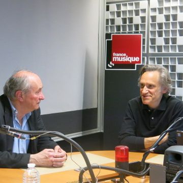 France Musique, studio 361 ... Le compositeur Jean-Yves Bosseur & Le producteur Philippe Venturini (g. à d.)