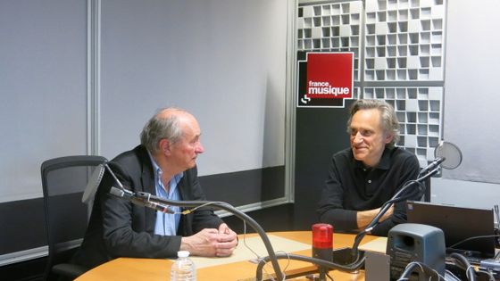 France Musique, studio 361 ... Le compositeur Jean-Yves Bosseur & Le producteur Philippe Venturini (g. à d.) ©Radio France - Annick Haumier / RF