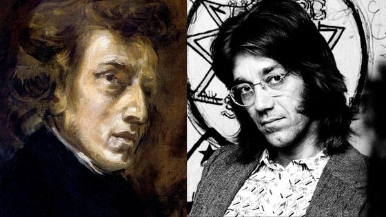 Frédéric Chopin peint par Delacroix et Ray Manzarek photographié en 1974. - Universal History Archive/Gijsbert Hanekroot/Redferns