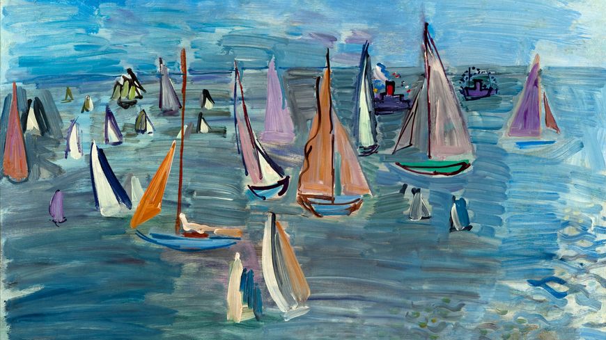 Raoul Dufy, Régates, 1935, huile sur toile, 73 x 92 cm, Musée d’Art Moderne de la Ville de Paris, Don de l’artiste en 1937.