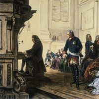 Scène de Jean-Sébastien Bach jouant