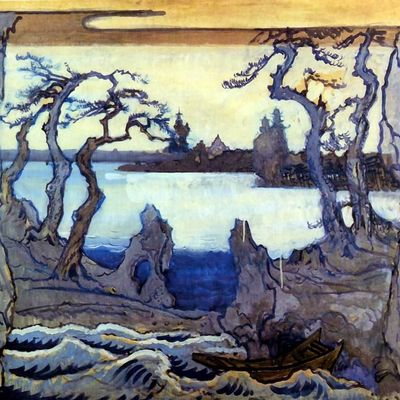 Un décor d'Alexandre Benois pour la création du Rossignol en 1914.