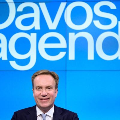 Le World Economic Forum, le Forum économique mondial est donc de retour à Davos, en Suisse. Le président Børge Brende, le 17 janvier 2022, lors d'une conférence virtuelle au siège social du WEF, à Cologny, près de Genève.