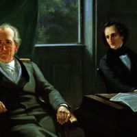 Mendelssohn joue pour Goethe en 1830. (Moritz Oppenheim, 1864) /