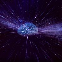 Iluminated brain in space