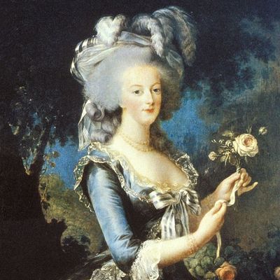 Portrait de Marie-Antoinette d'Autriche, avec une rose à la main. Peinture de Élisabeth Vigée Le Brun - XVIIIe siècle