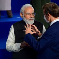 Narendra Modi et Emmanuel Macron ici à Rome le 30 octobre 2021