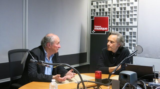 France Musique, studio 361 ... Le compositeur Jean-Yves Bosseur & Le producteur Philippe Venturini (g. à d.)