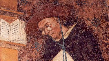 Portrait du Cardinal Hugues de Saint-Cher par Tommaso da Modena, en 1352 (l'une des premières représentations connues de lunettes) - Domaine public - Wikipédia