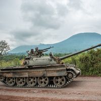 Un char d'assaut de l'armée congolaise dans le Nord Kivu, le 25 mai 2022