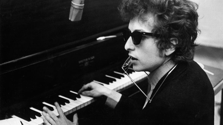 Bob Dylan en 1965 au studio Columbia Studio à New York