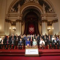 Les leader du Commonwealth et la reine d'Angleterre à Londres en avril 2018.