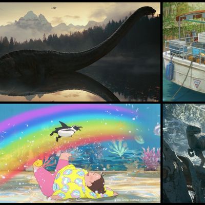 1 et 4 : "Jurassic World : le monde d'après" // 2 et 3 "La chance sourit à madame Nikuko"