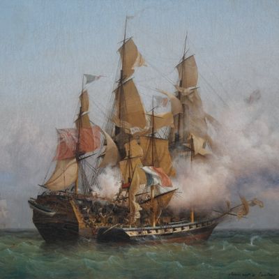 Abordage du Kent, Ambroise Louis Garneray, Huile sur toile, 1850 Musée d'Histoire, Saint-Malo - Dépôt du FNAC
