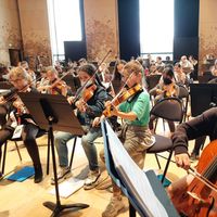 Les enfants de l'orchestre Demos de Roissy Pays de France en répétition