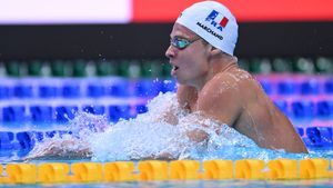 Natation : le Toulousain L�on Marchand champion du monde du 400m 4 nages 