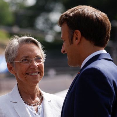 Elisabeth Borne et Emmanuel Macron, le 18 juin 2022, au Mont Valérien à Suresnes