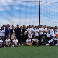 Tony Estanguet président du COJO Paris 2024, Brigitte Henriques présidente du CNOSF, à la rencontre de jeunes en service civique.