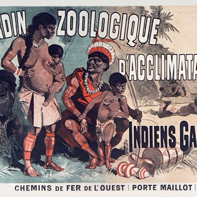 Jardin zoologique d'acclimatation : Indiens Galibis. Chemins de fer de l'Ouest (Porte Maillot) - 1882.
