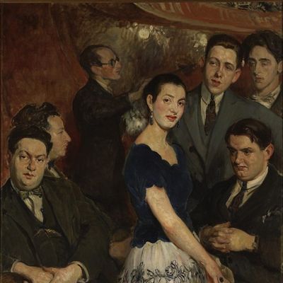 Marcelle Meyer entourée par le Groupe de six (Musée des beaux-arts de Rouen, France) portrait par Jacques-Emile Blanc (1921