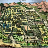 Gravure de la ville d' Arnstadt où JS Bach vécu de 1703 à 1707