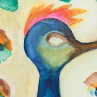 Katia Kameli, Dessin préparatoire, Paon (détail), extrait de l'exposition Le cantique des oiseaux à La Criée (Rennes)