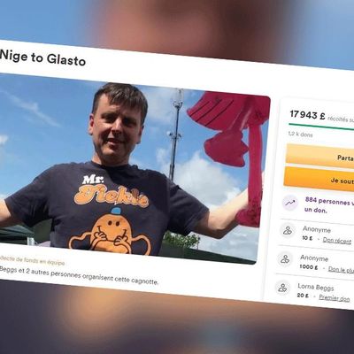 Capture écran de la cagnotte en ligne pour Nigel Stonehouse.