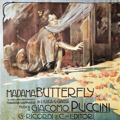 Poster pour une représentation de l'opéra Madame Butterfly de Giacomo Puccini.