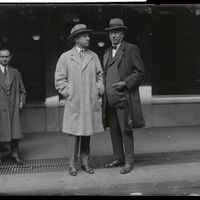 Richard Strauss et Leopold Stokowski après une représentation de "Till l'Espiègle" en 1921.