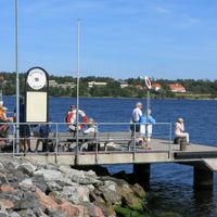 Bus boat stop, on the island of Lidingö in the Baltic Sea, Sweden
