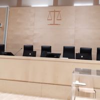 La salle de la cour d'assises spéciale de Paris pour le procès des attentats du 13-Novembre.