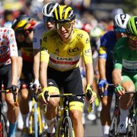Photo prise sur le Tour de France le 18 juillet 2021 avec le coureur cycliste slovène Tadej Pogacar, double vainqueur du Tour de France (2020 / 2021).