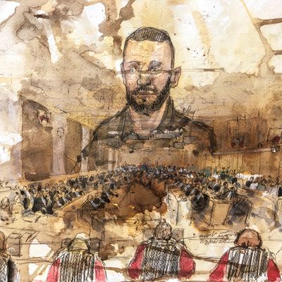 Croquis du tribunal réalisé le 29 juin 2022 de Salah Abdeslam