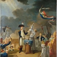 Le Serment de Lafayette, à la Fête de la Fédération, le 14 juillet 1790 par le peintre David L.