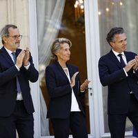 Jean-François Carenco, Caroline Cayeux et Christophe Bechu à l'Hôtel Beauveau, le 4 juillet 2022.