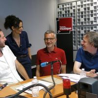 France Musique, studio 361... Romain Dayez, Emmanuelle Goizé, Loïc Boissier de la Cie Les Brigands & Benoît Duteurtre, producteur écrivain (g. à d.)